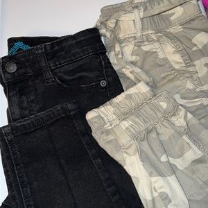 Girls SO Camouflage Pants and Black Stretch Denim Jeans.